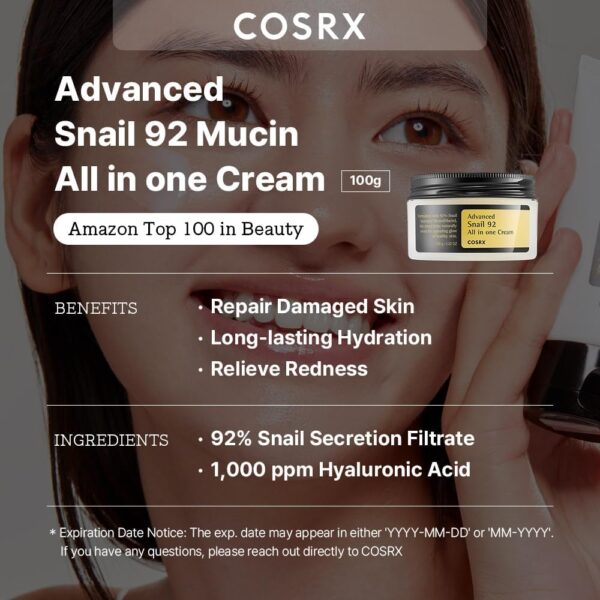 COSRX Advanced Snail 92 Crema tutto in uno,100 g - immagine 2