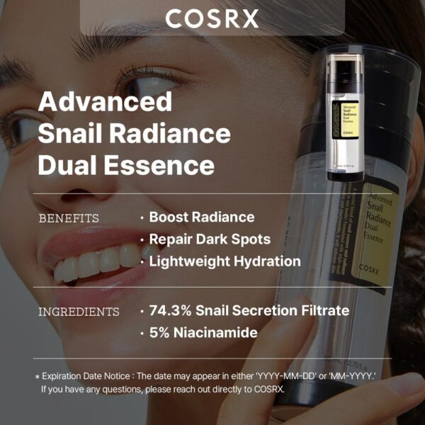 COSRX Niacinamide 5% + Snail Mucin 74% Dual Essence - immagine 3