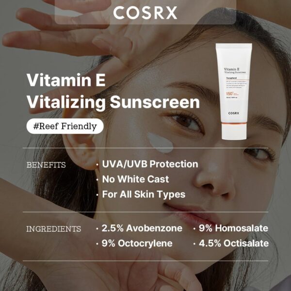 COSRX Vitamin E Vitalizing Face Sunscreen SPF 50 - immagine 6