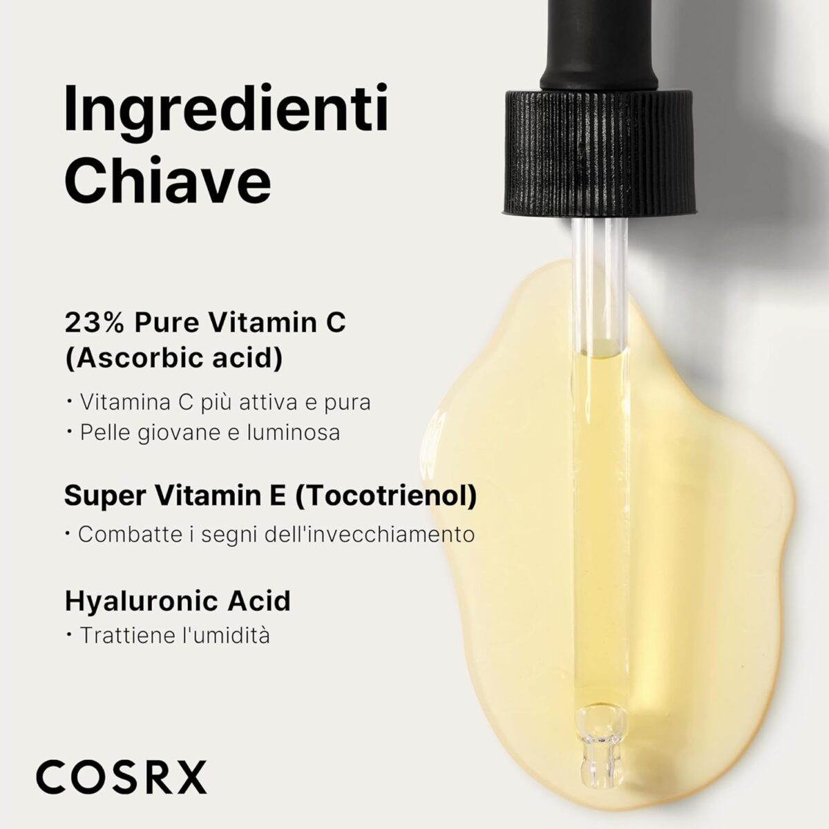 Ingredienti Chiave - COSRX Siero di vitamina C pura al 23% - Vitamina E - Acido Ialuronico, 20 g COSRX - The Vitamin C 23 Serum 20g – Siero viso - immagine 6