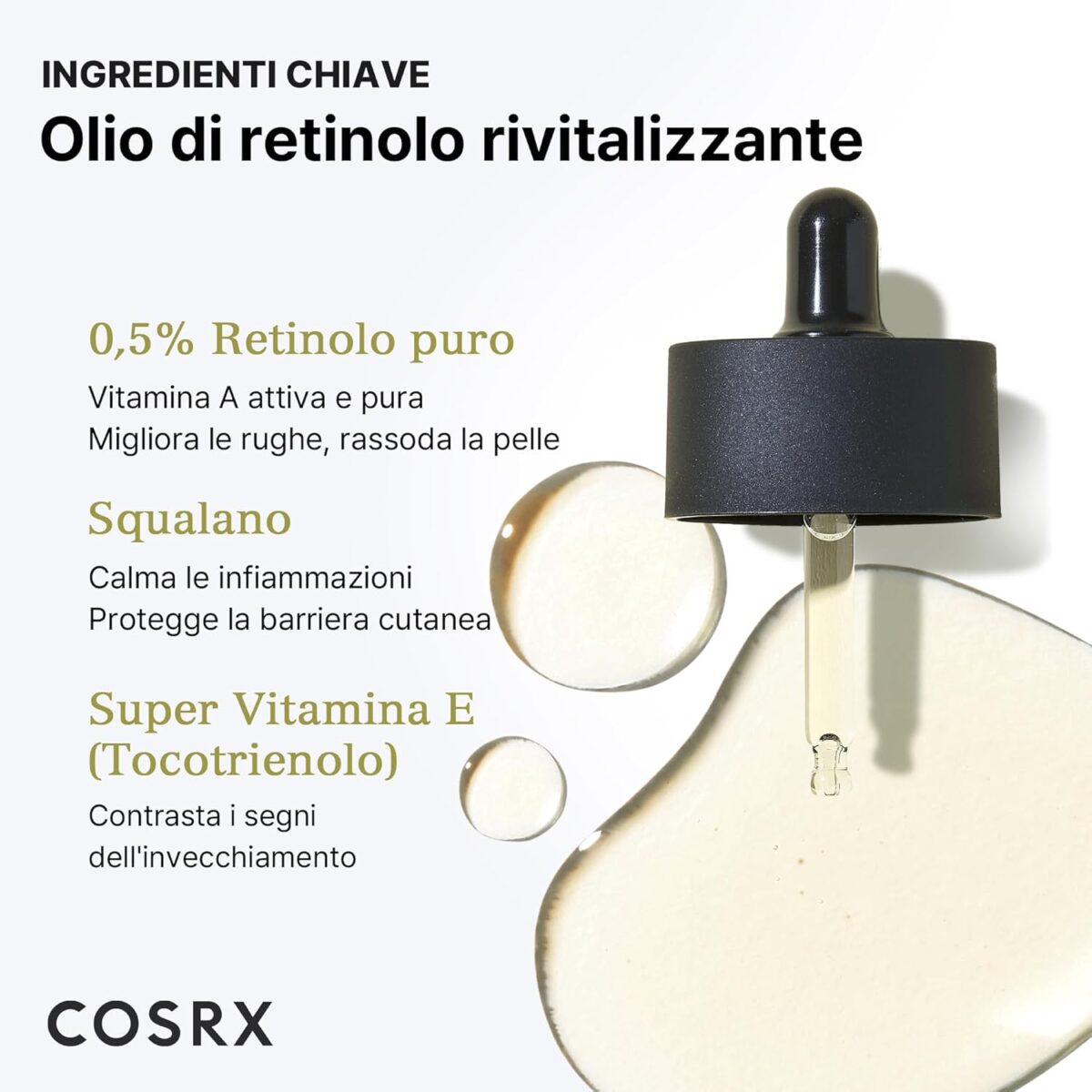 Ingredienti chiave - COSRX Olio di retinolo 0,5, siero antietà COSRX - Olio di retinolo 0,5, siero antietà - immagine 3