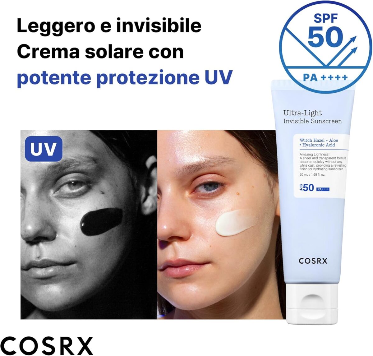 Protezione Potente - - COSRX Ultra-Light Invisible Sun screen - SPF50 PA++++ COSRX - Ultra-Light Invisible Sun screen | SPF50 PA++++, 50ml - immagine 5
